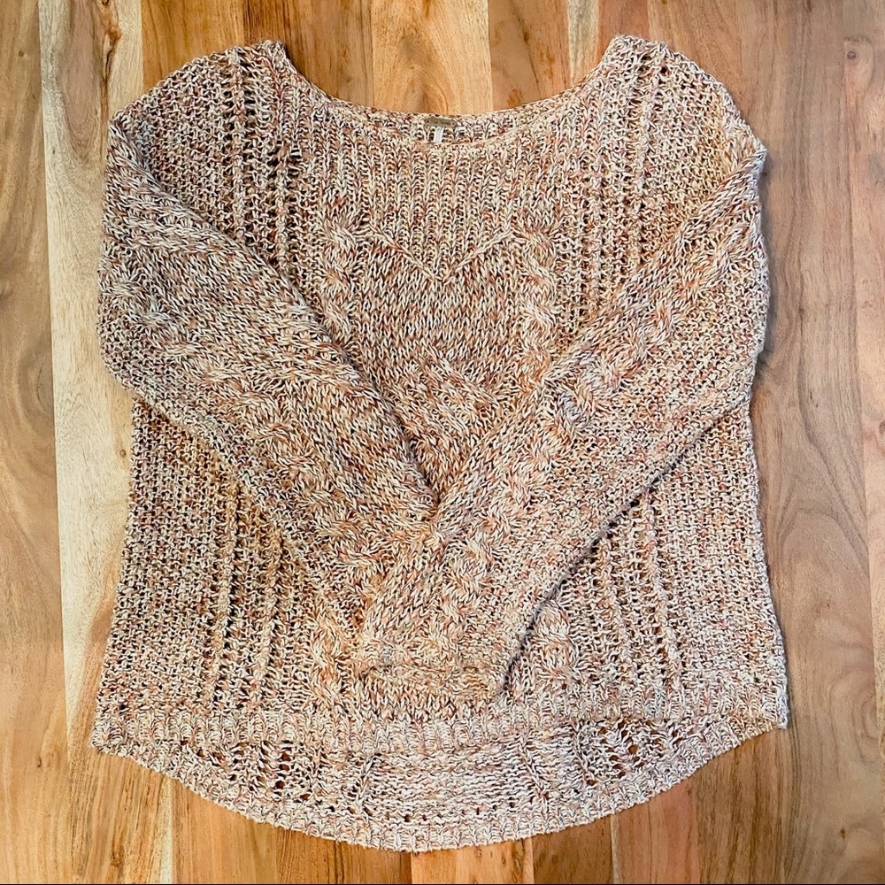 Free People Knit Burgundy Cream Oversized Sweater